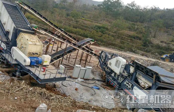 反擊式移動(dòng)破碎站行走自如，產(chǎn)量高
